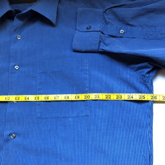 IKE BEHAR Mens Long Sleeve Blue with Black Stripe Button Down Shirt Size 17 - Picture 3 of 7